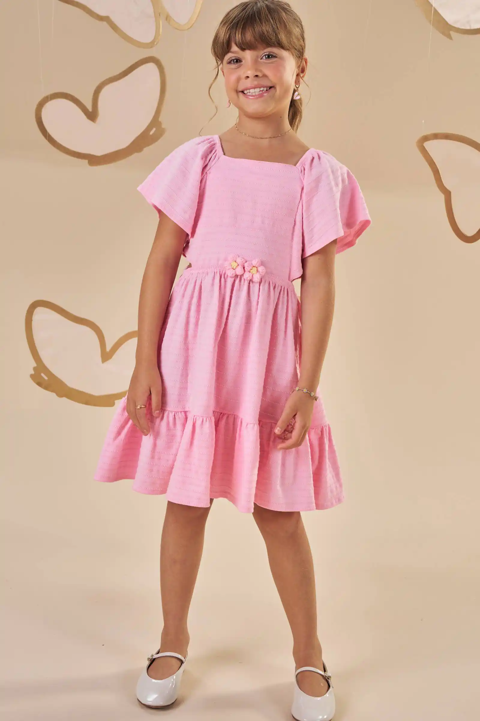 Vestido em malha rosa