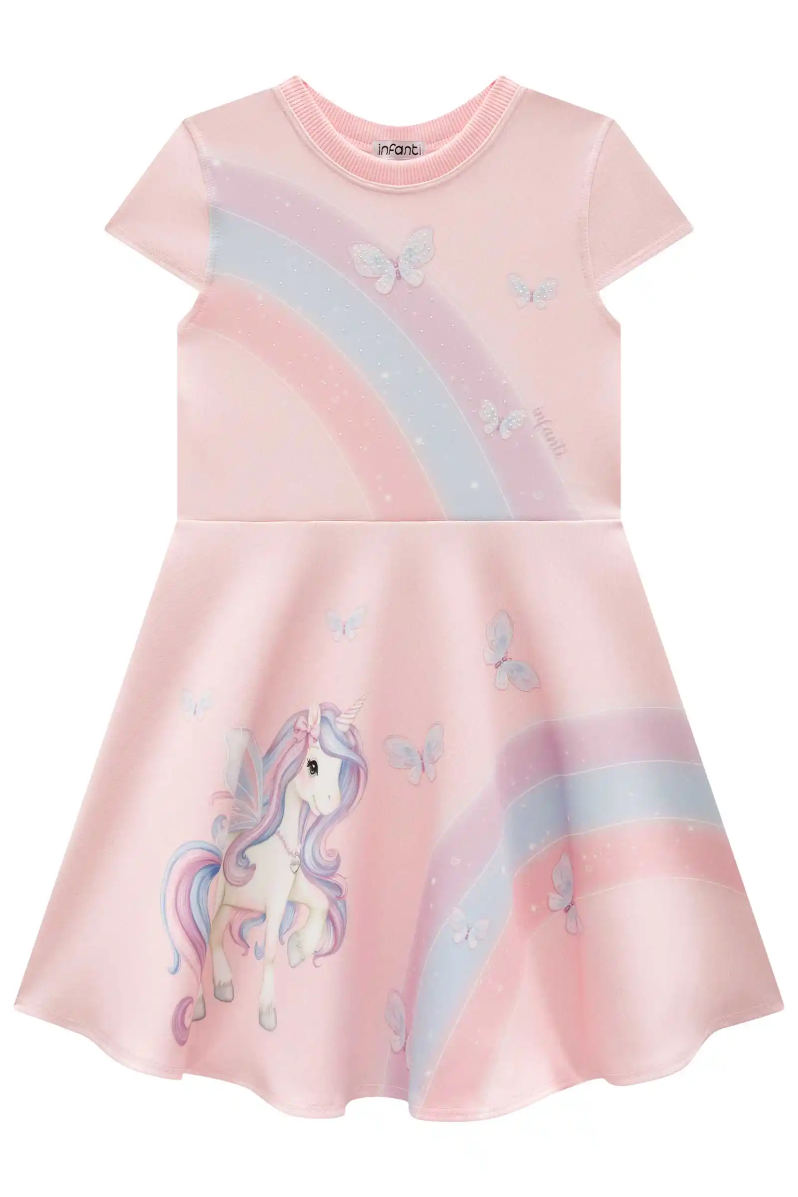 Vestido em Fly Tech Rosa Unicornio 