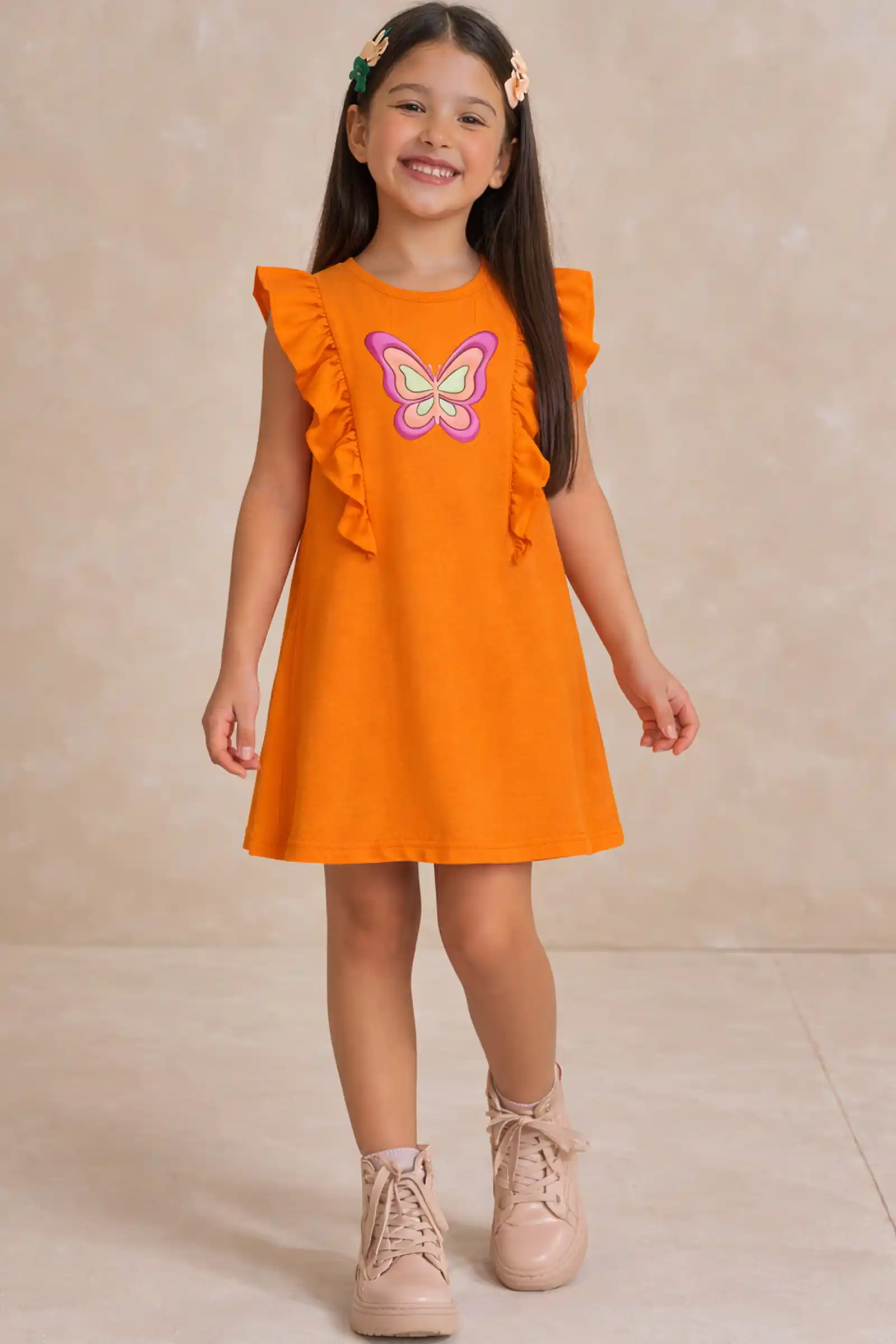 Vestido em molevisco laranja