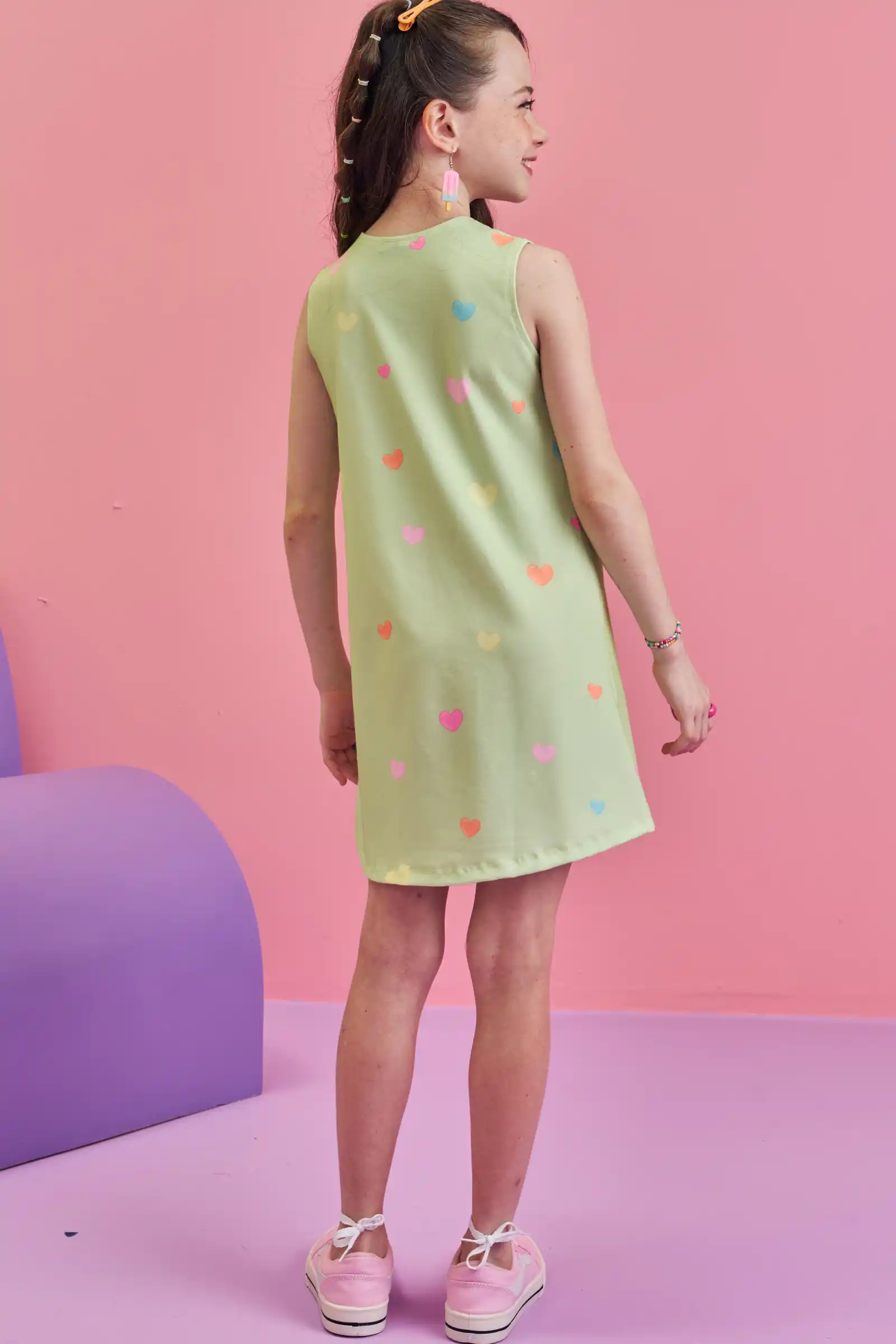 Vestido Infantil Verde Estampado