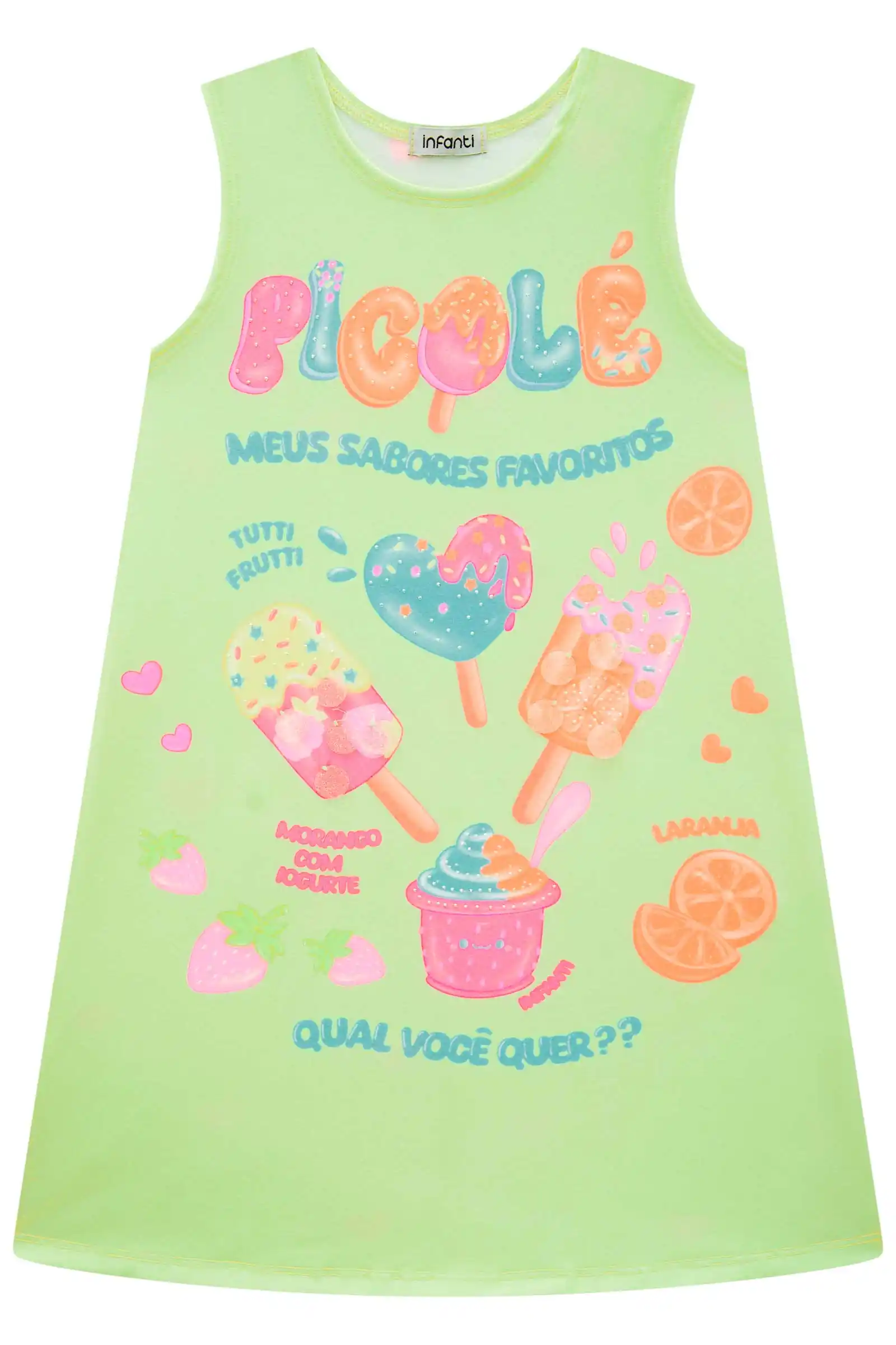 Vestido Infantil Verde Estampado