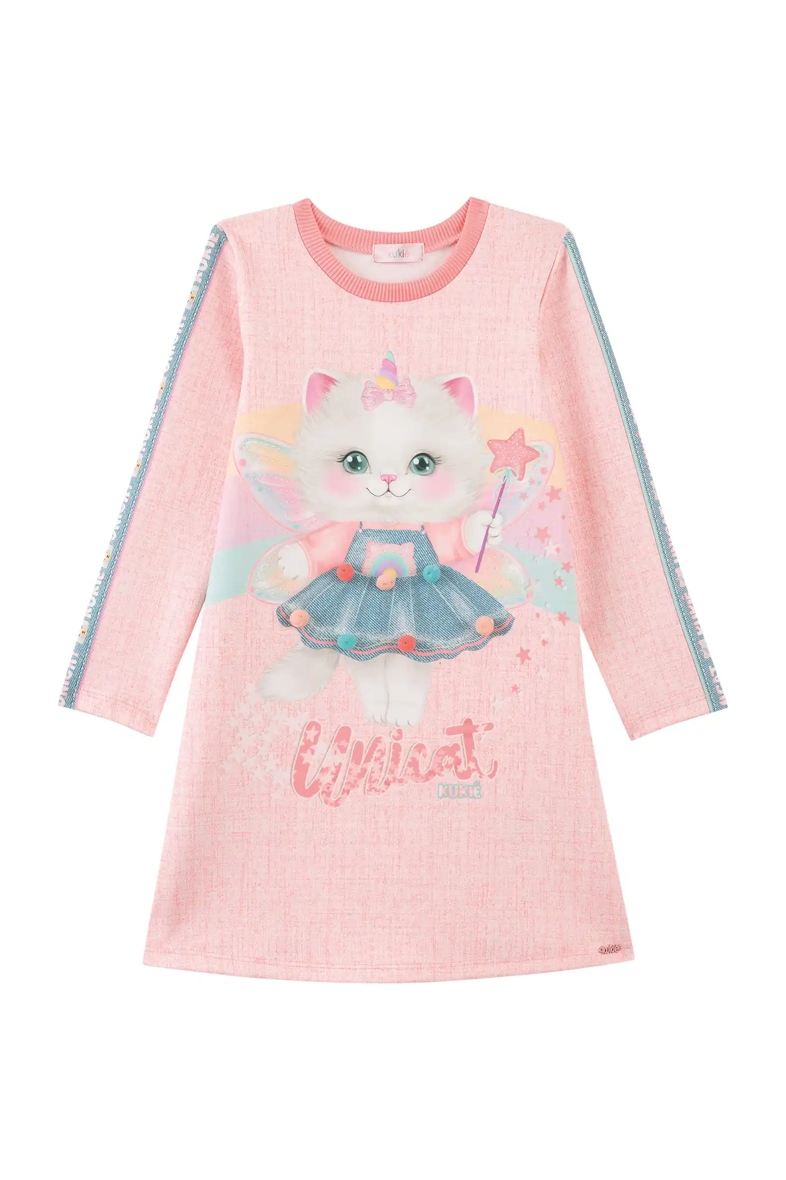 Vestido em Fly Tech Rosa Claro Gatinho