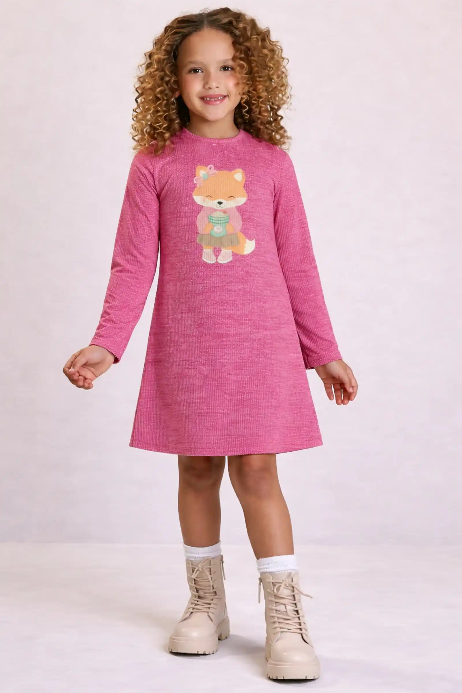 Vestido em ribana kirra rosa escuro