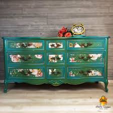 Vintage Floral Painted Dresser