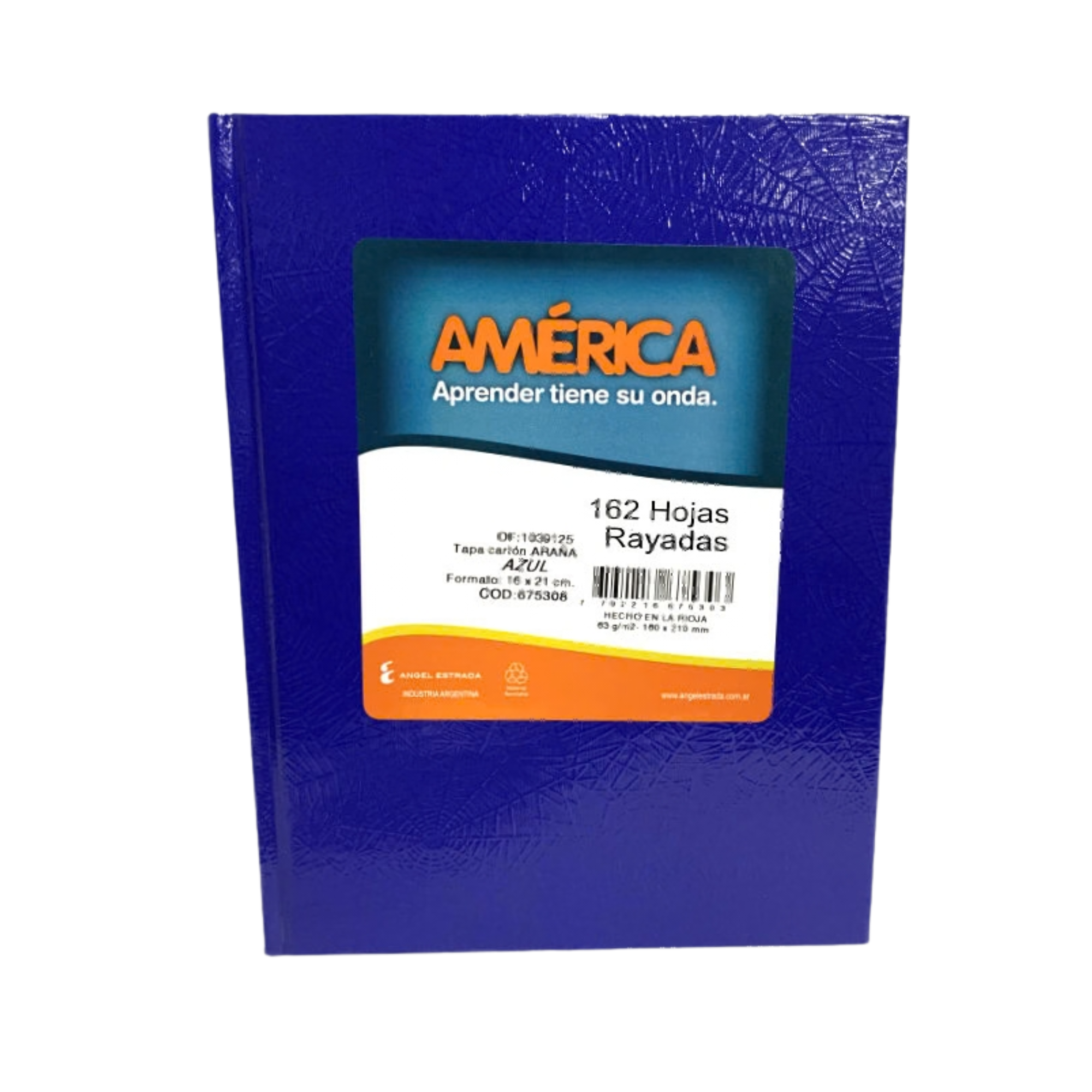 CUADERNO Escolar TAPA DURA America ARAÑA X162 hjs Rayadas - AZUL