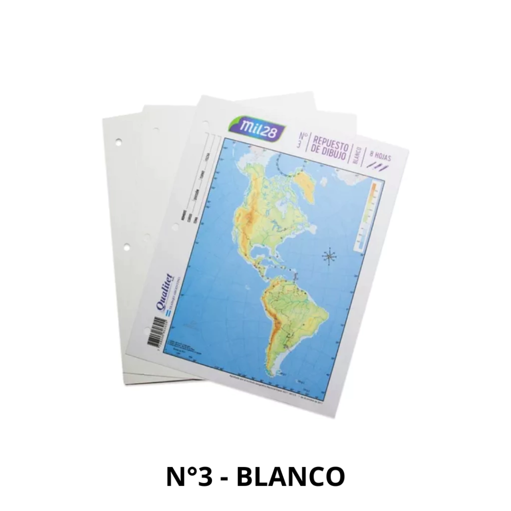 REPUESTO P/DIBUJO N.3 BLANCO X 8 HJS.(MIL 28)