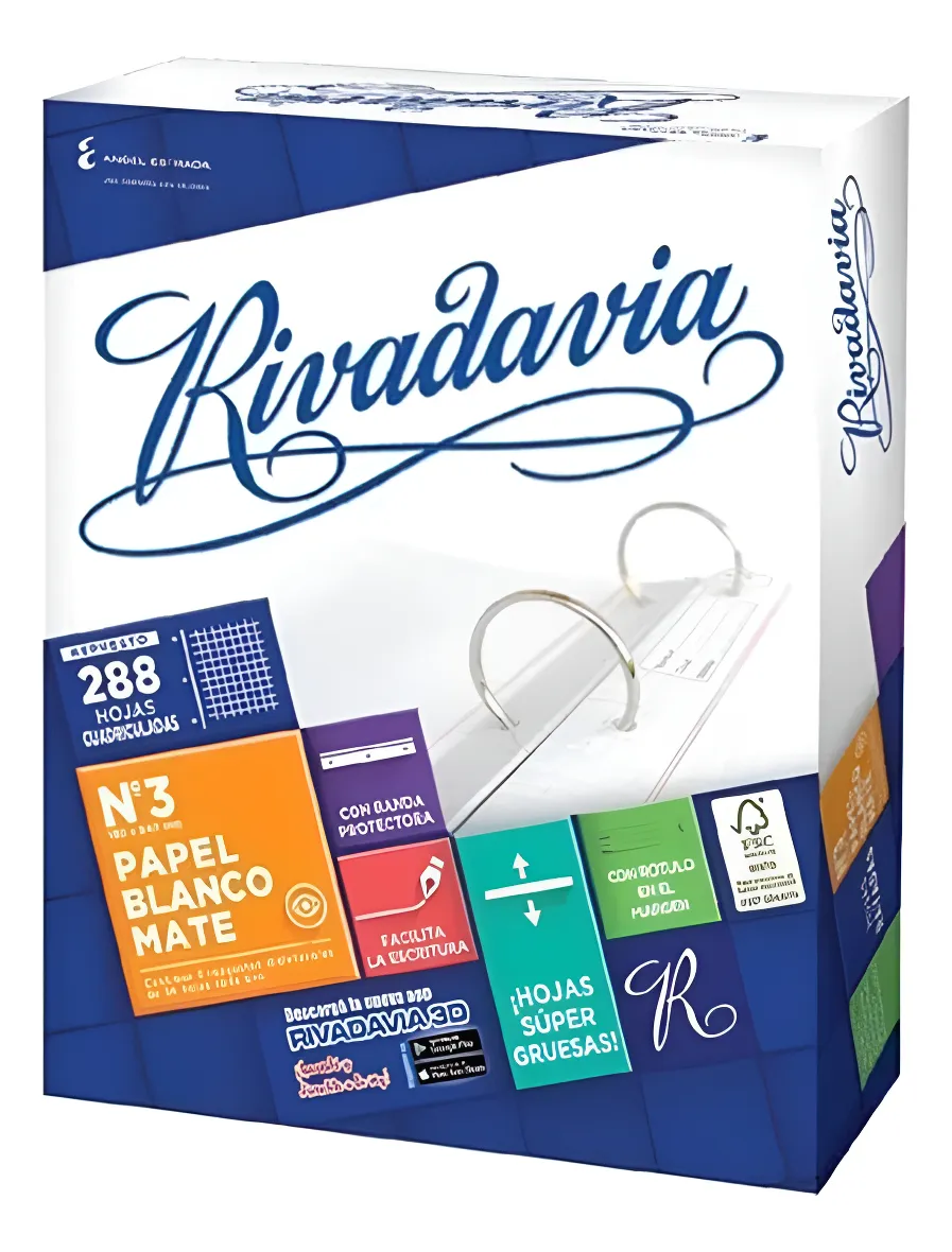 HOJAS DE CARPETA N° 3 RIVADAVIA- CUADRICULADAS (hojas sueltas)