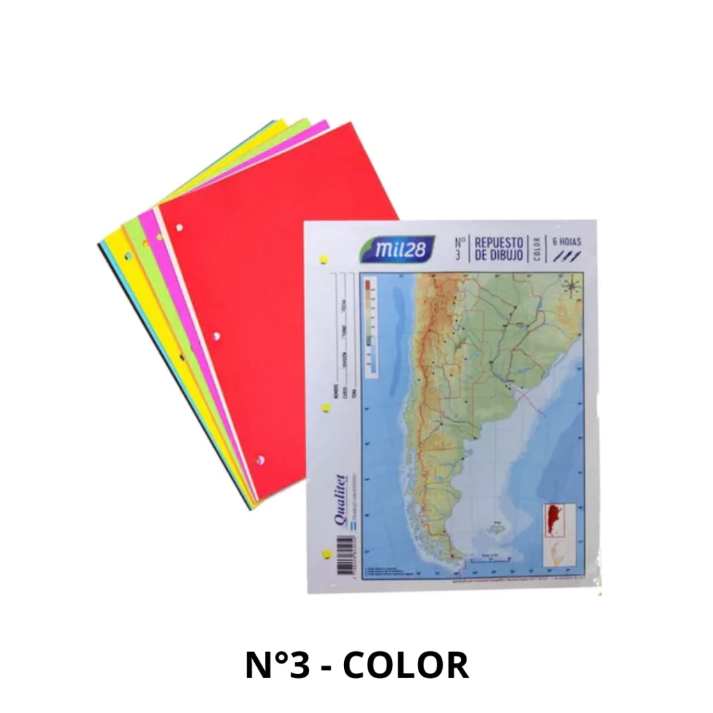 REPUESTO P/DIBUJO N.3 COLOR X 6 HJS.(MIL28)