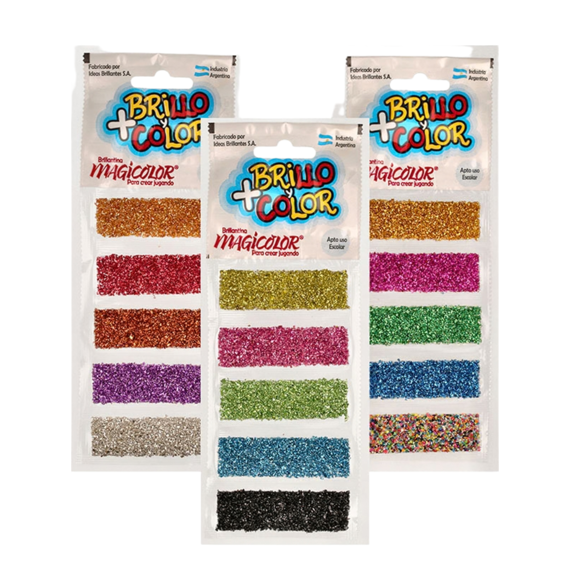 BRILLANTINA ESCOLAR MAGICOLOR - Blíster x 5 METALIZADOS SURTIDOS