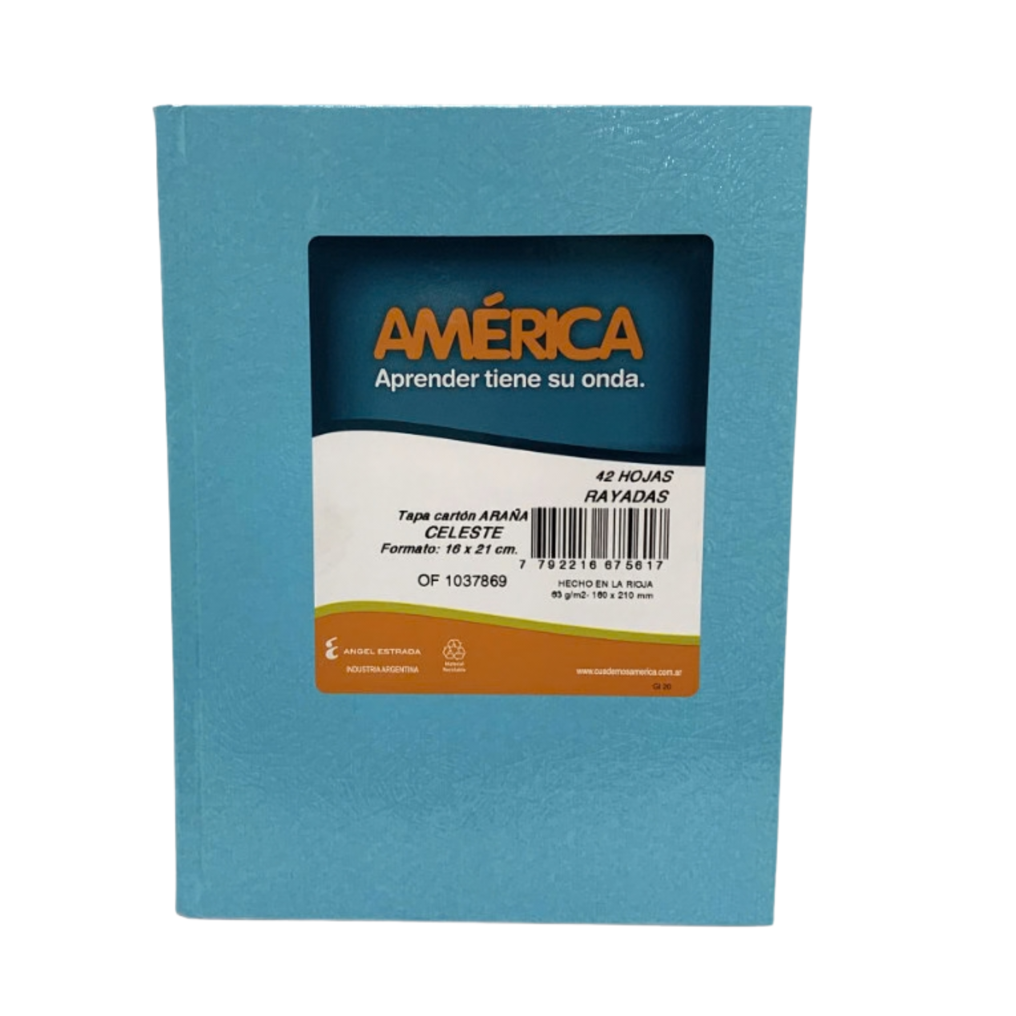 CUADERNO Escolar TAPA DURA America ARAÑA X 42 hjs Rayadas