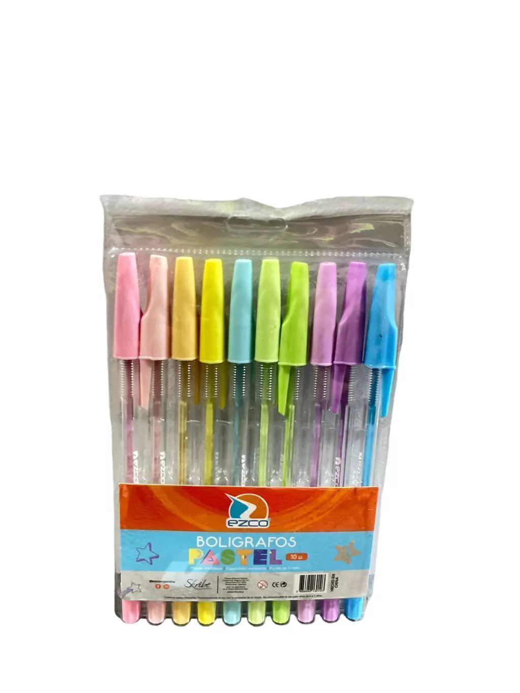 BOLIGRAFOS DE COLORES ESTUCHE X 10 COLORES (EZCO)