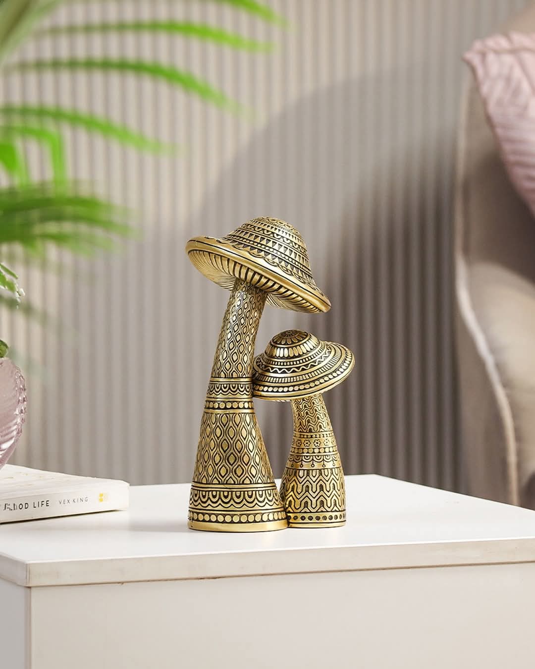 Decorative Gold Mushroom Figurines