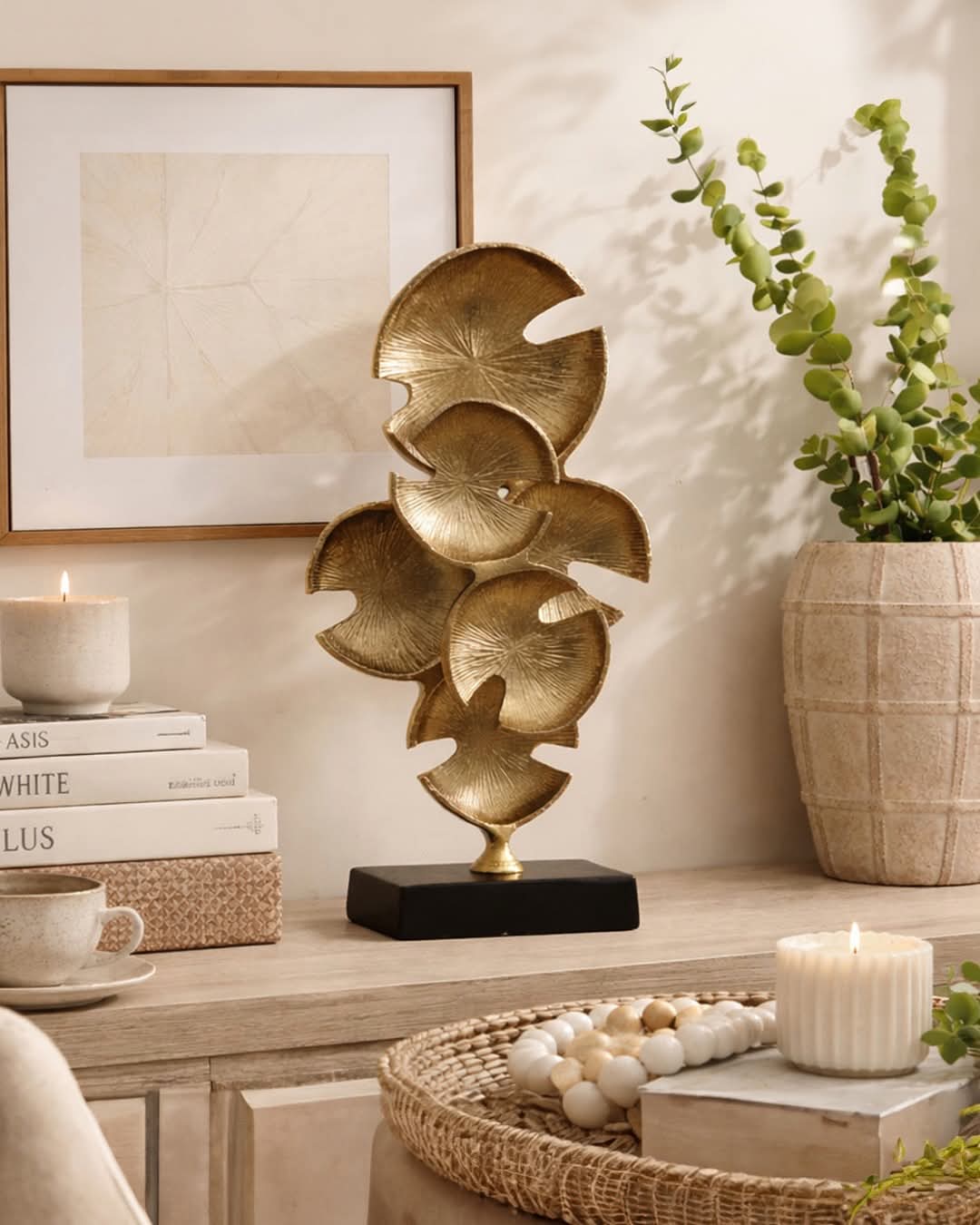 Modern Gold Leaf Table Sculpture