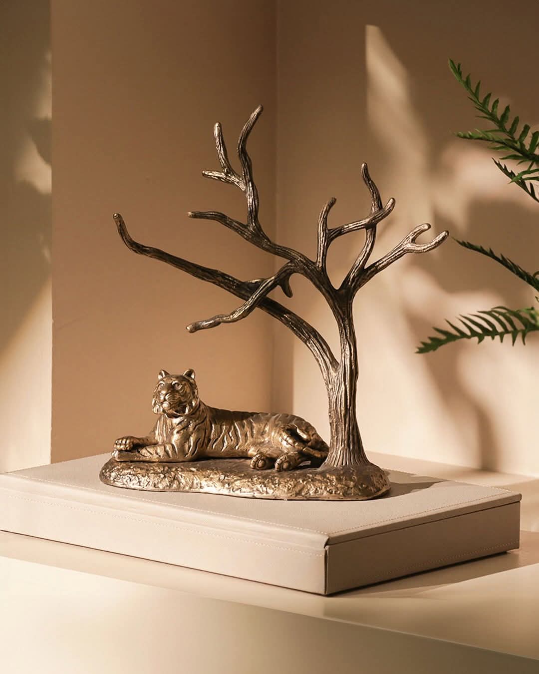 Golden Tiger Metal Sculpture