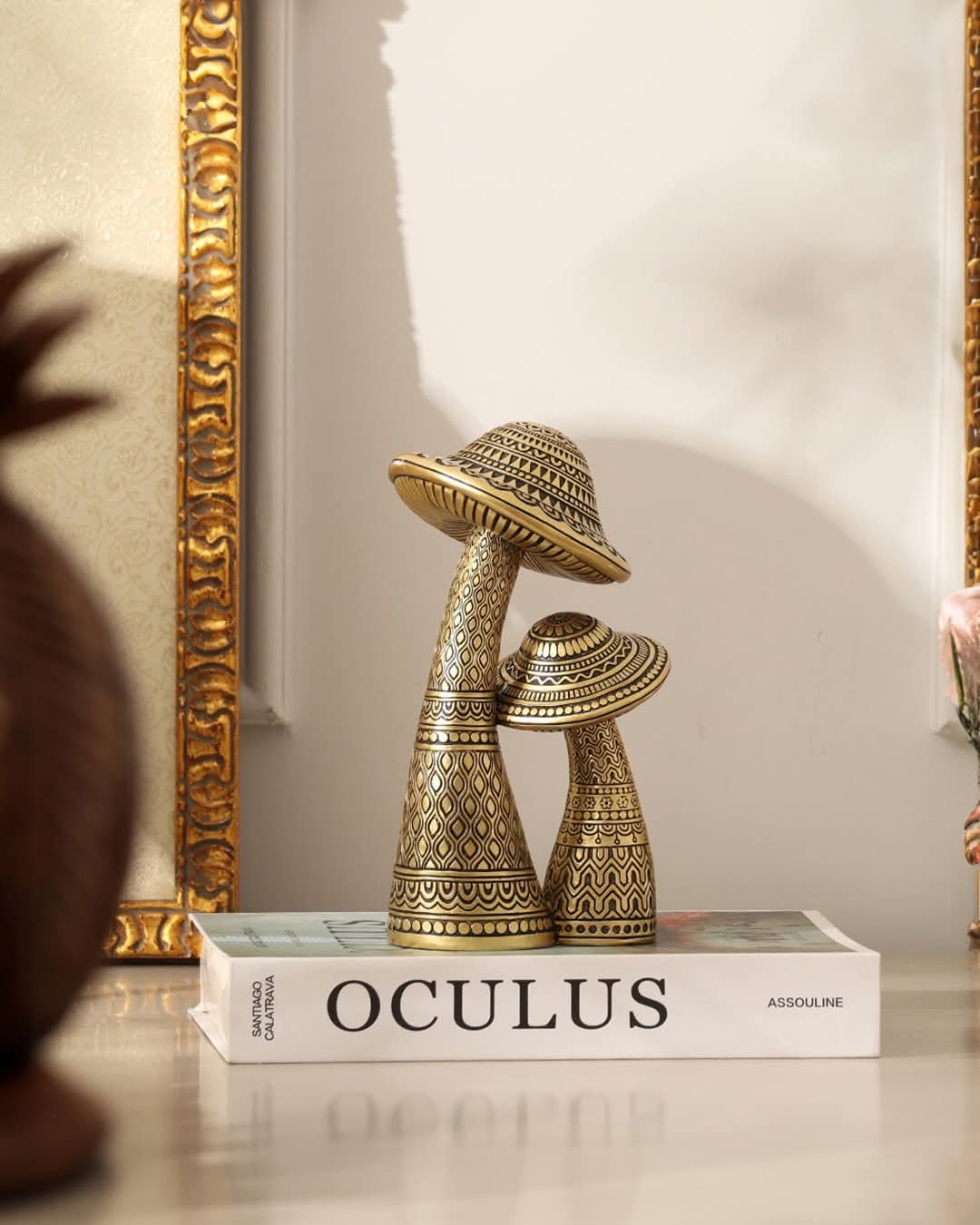 Decorative Gold Mushroom Figurines