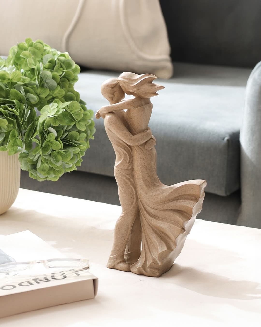 Elegant Couple Embrace Statue