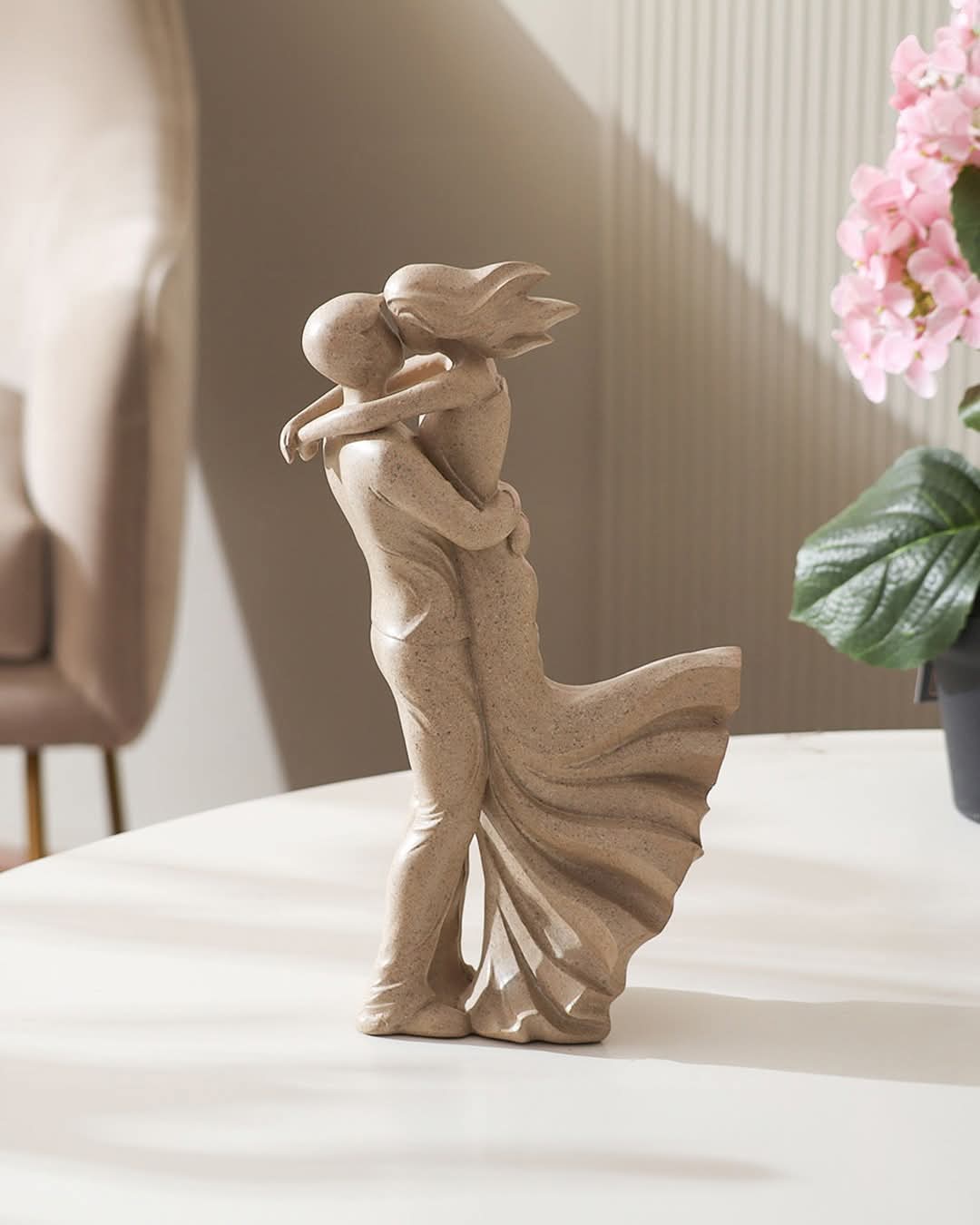 Elegant Couple Embrace Statue