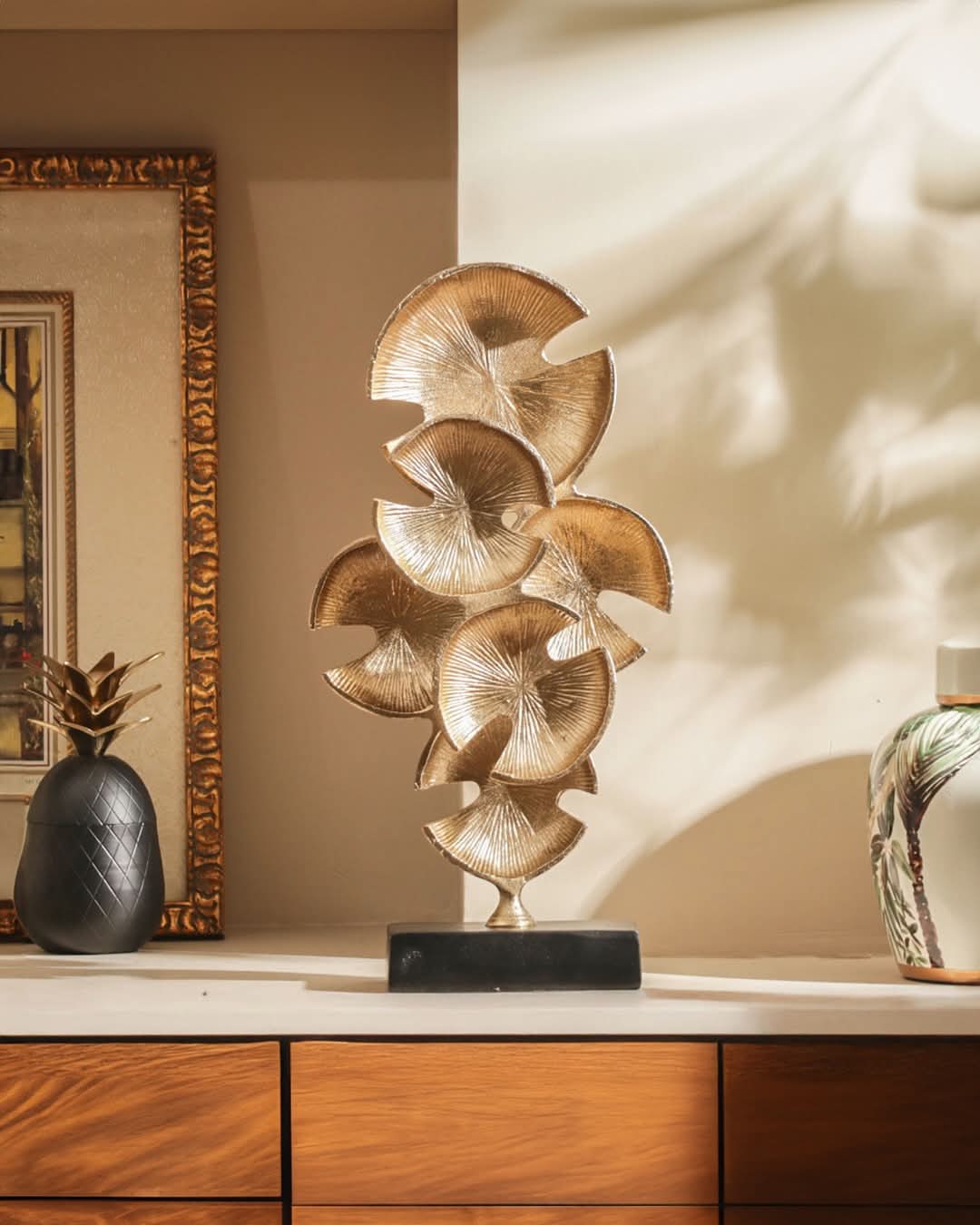 Modern Gold Leaf Table Sculpture