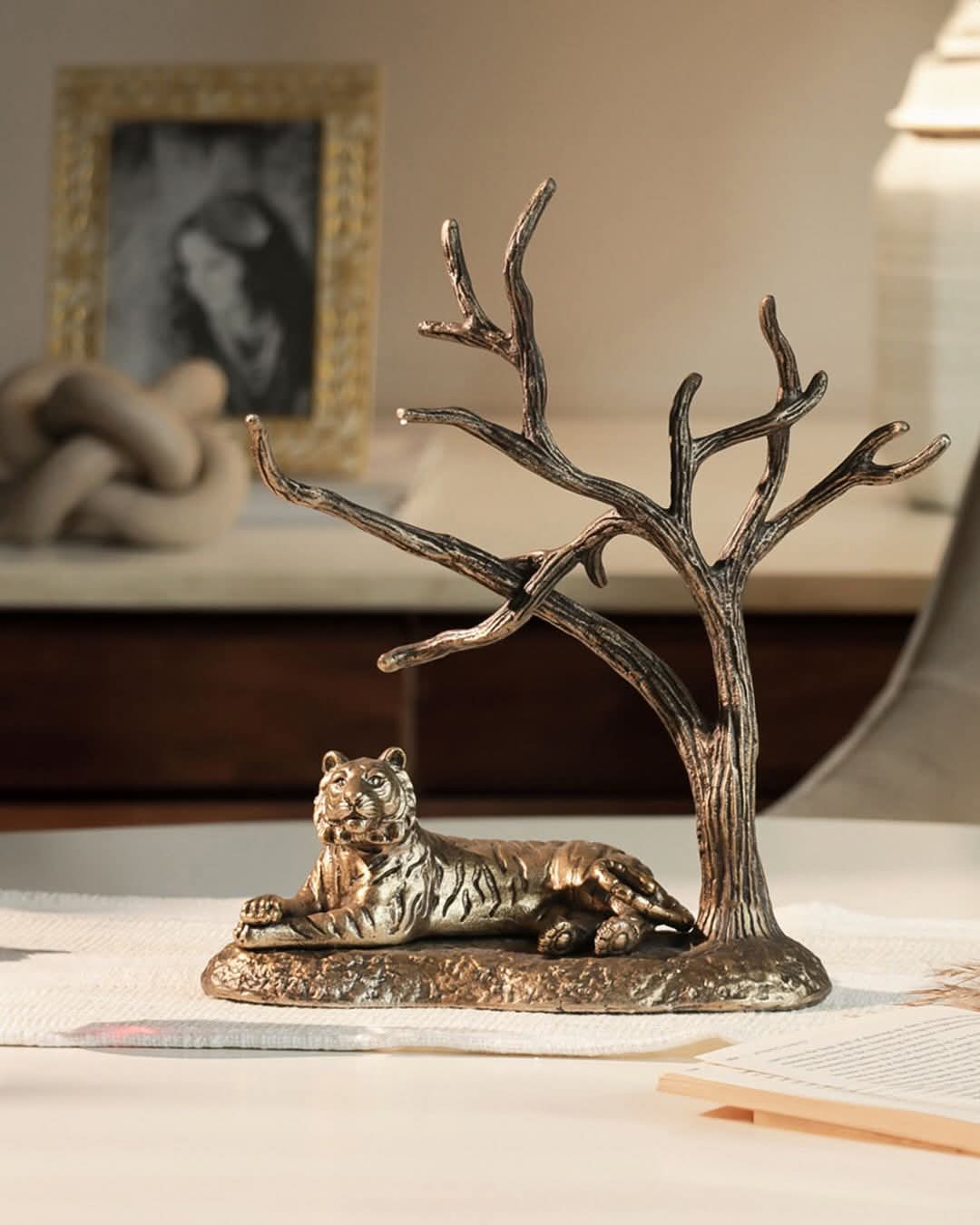 Golden Tiger Metal Sculpture