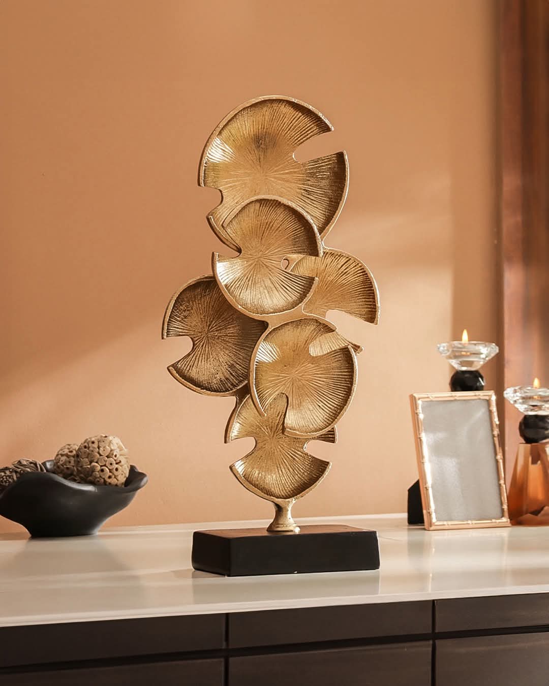 Modern Gold Leaf Table Sculpture