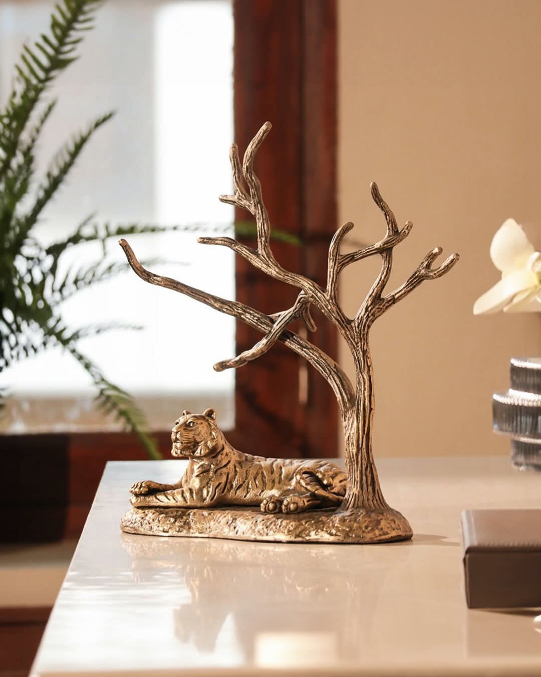 Golden Tiger Metal Sculpture