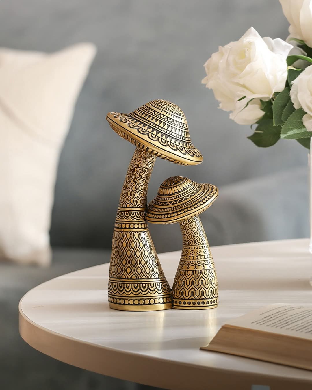 Decorative Gold Mushroom Figurines
