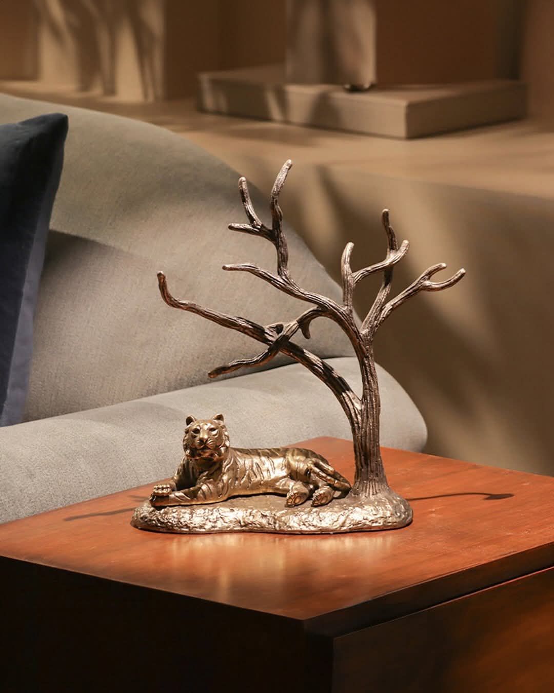 Golden Tiger Metal Sculpture