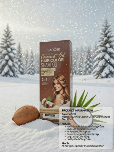 SADOER Coconut Oil Hair Color Shampoo – 3in1 Nourish, Color & Shine