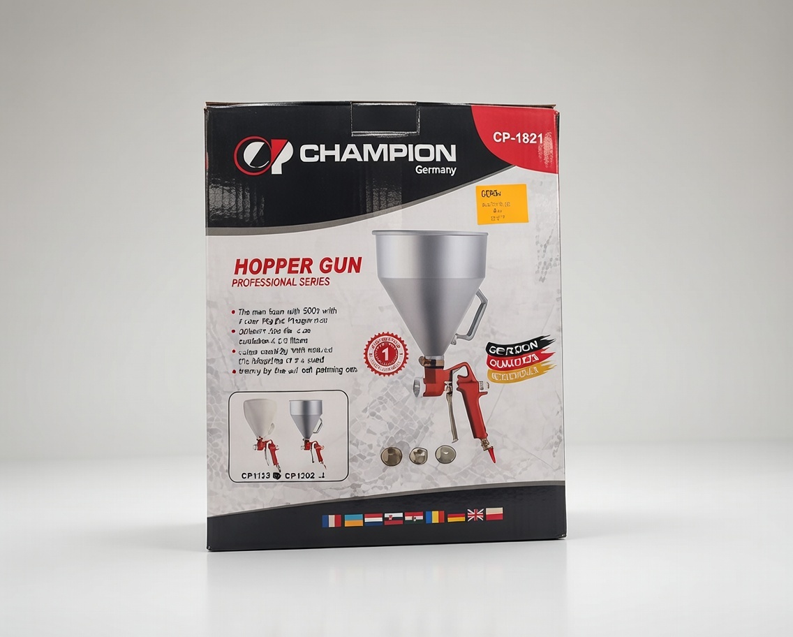 CHAMPION Germany CP‑1023 Hopper Gun | Professional Texture Sprayer | 5L Tank | Multi‑Nozzle Wall Coating Tool