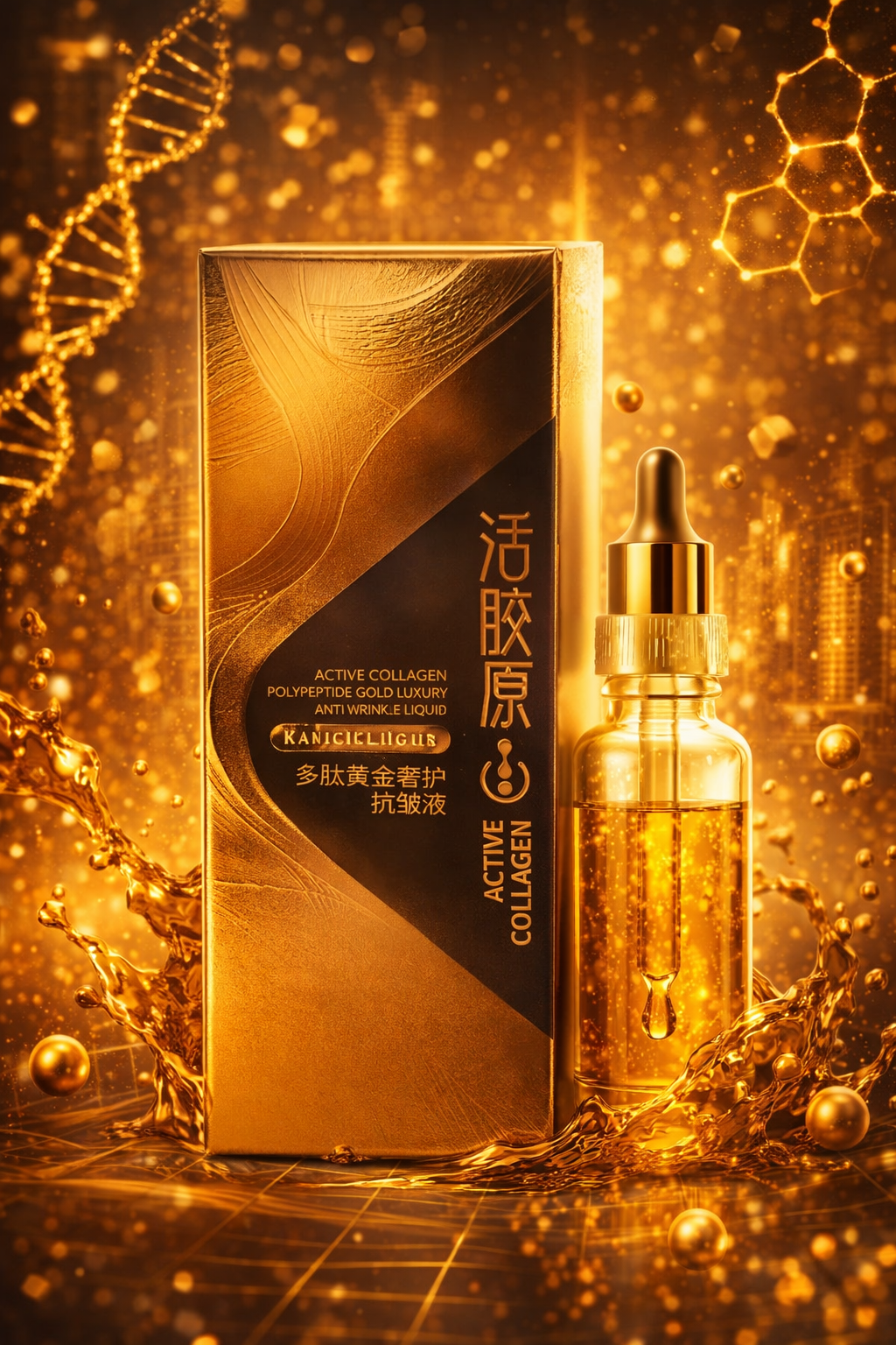 YALGHUER Active Collagen Polypeptide Gold Luxury Anti-Wrinkle Liquid – Premium Skin Renewal Serum