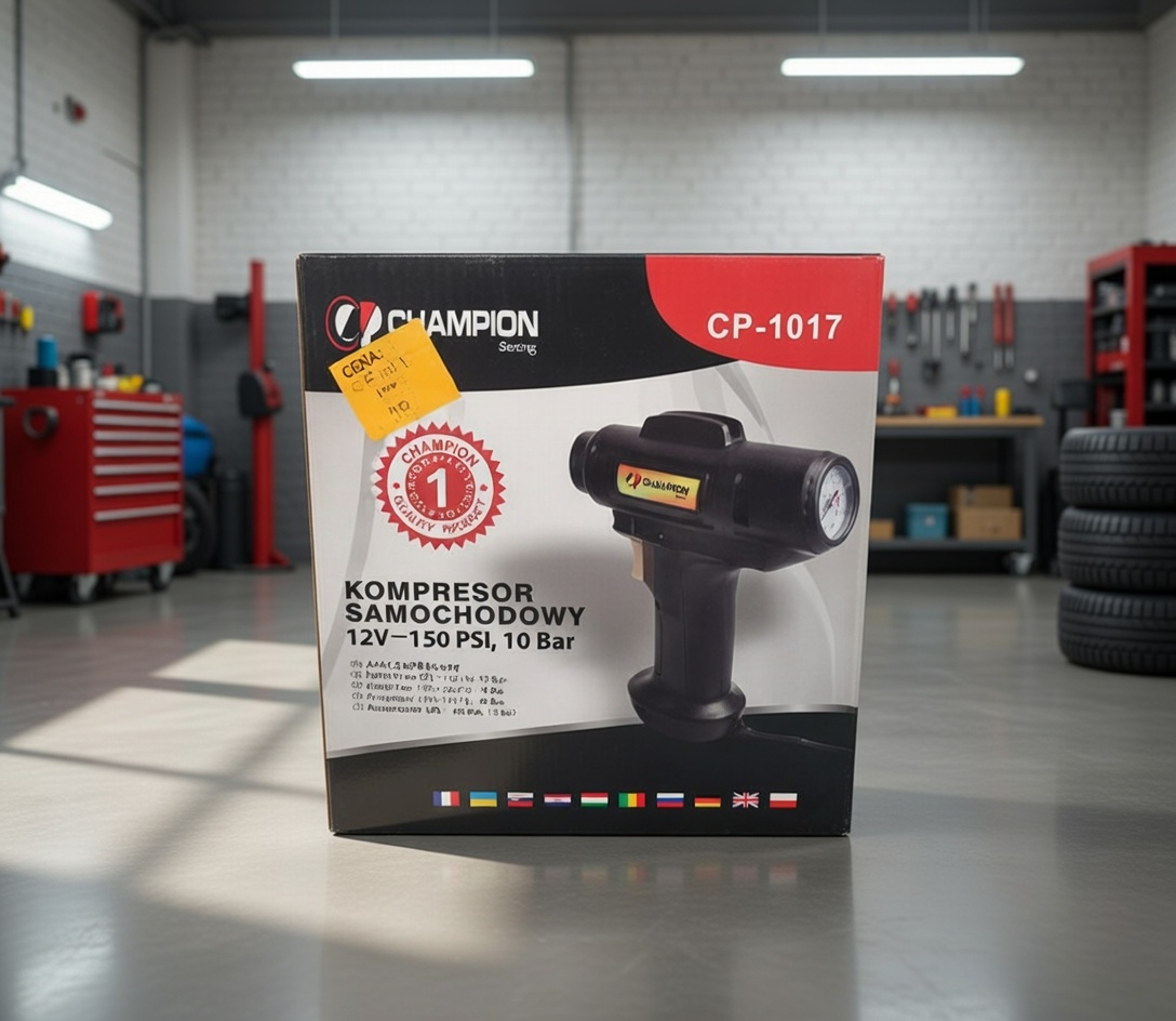 CHAMPION Germany CP‑1017 Car Air Compressor | 150 PSI | 12V Portable Tire Inflator | Compact Handheld Pump