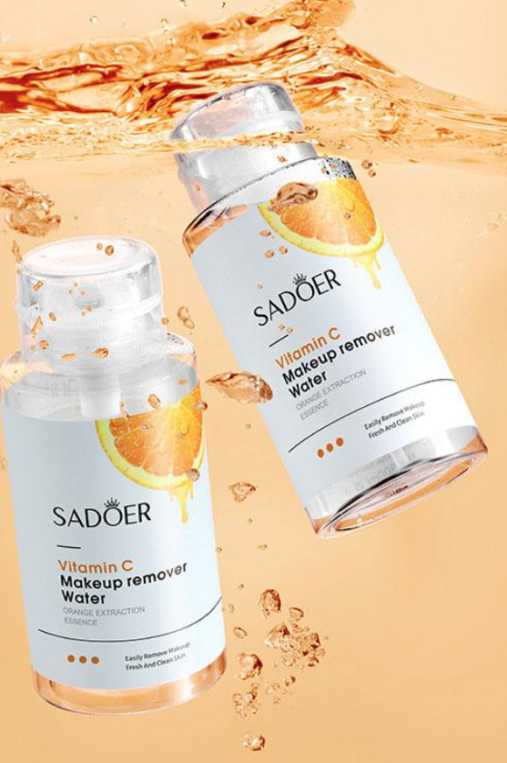 SADOER Vitamin C Makeup Remover Water 300ML – Deep Cleansing & Moisturizing Micellar Water
