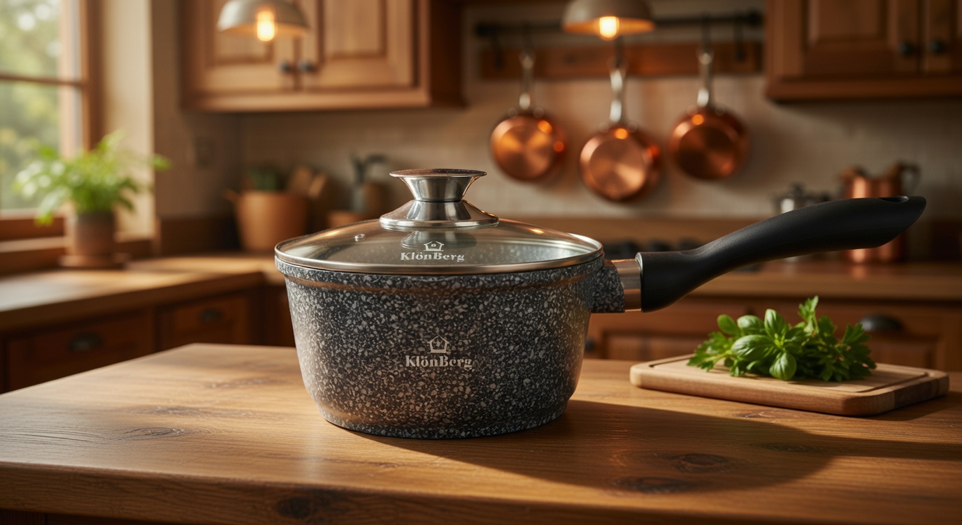 KLÖNBERG 2.5L Marble Non-Stick Saucepan with Lid – Induction Ready