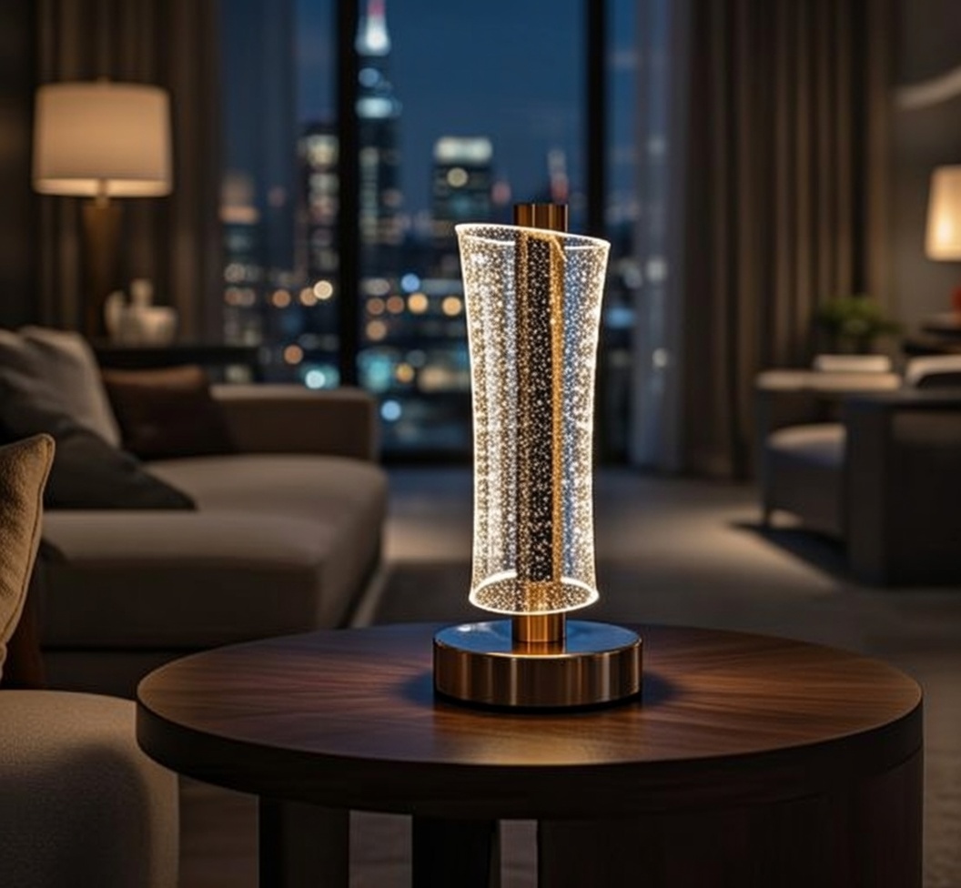 Modern Crystal Cylinder Lamp – USB Rechargeable LED Light