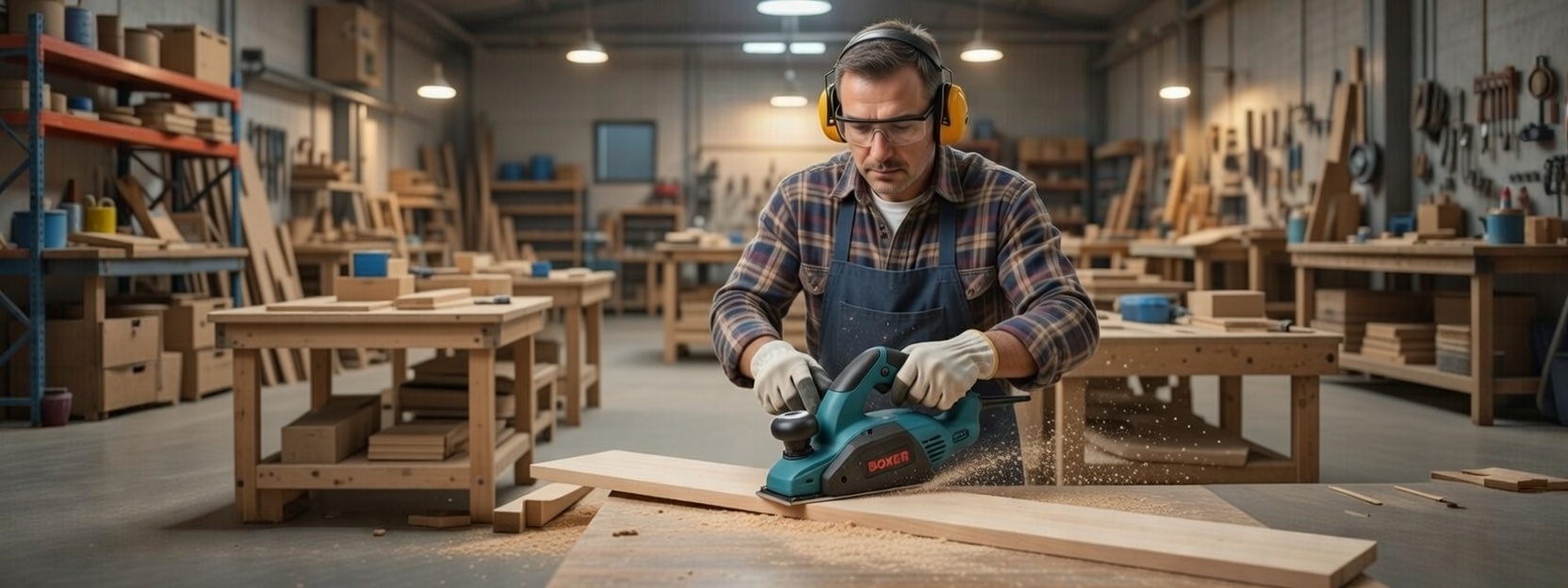 BOXER BX‑210 Electric Planer – 2450W High‑Power Wood Planer with Double‑Edged Blades & Aluminum Base