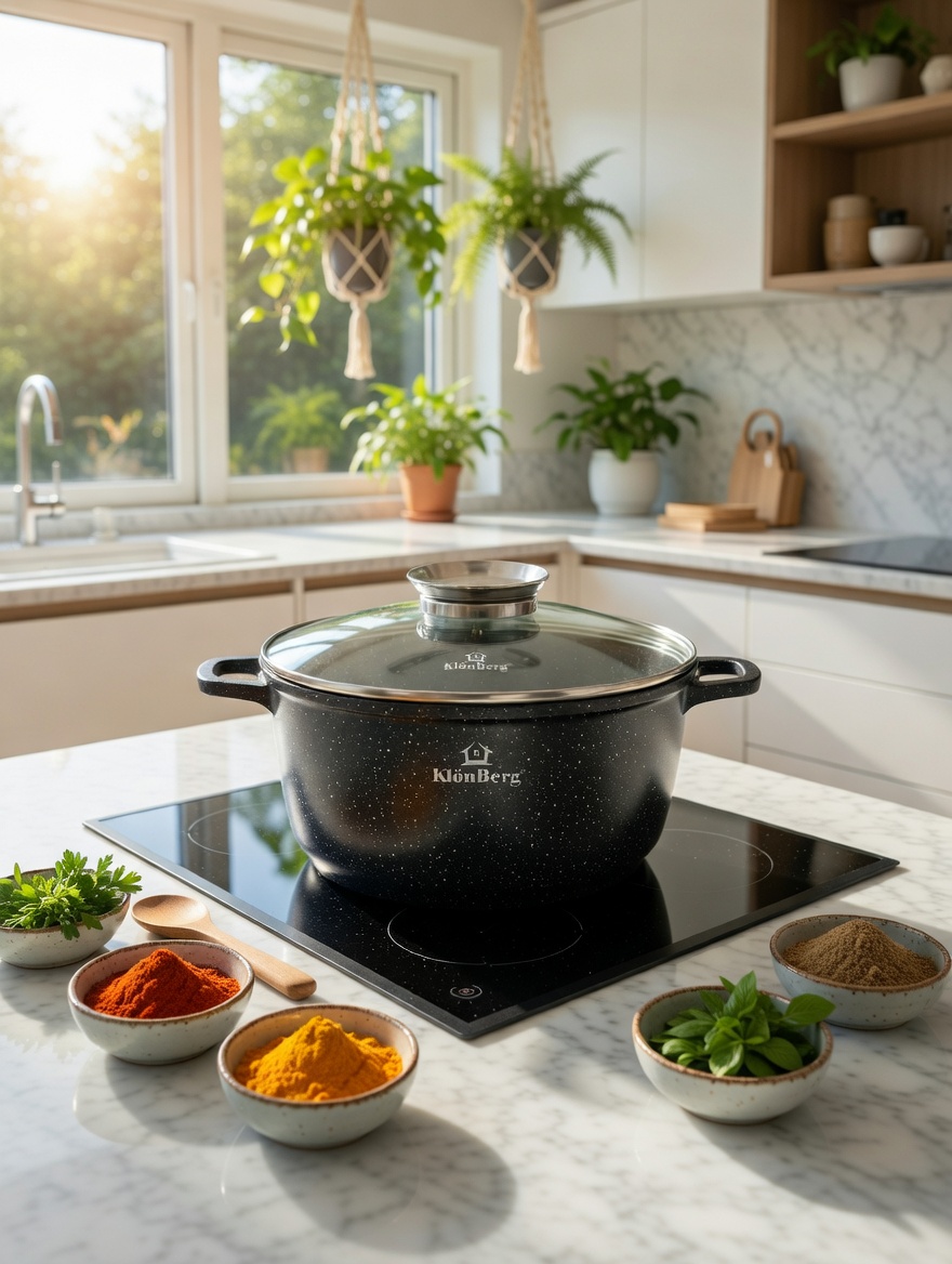 16cm Cast Aluminum Non-Stick Pot with Lid – Induction & Oven Safe 1.3L