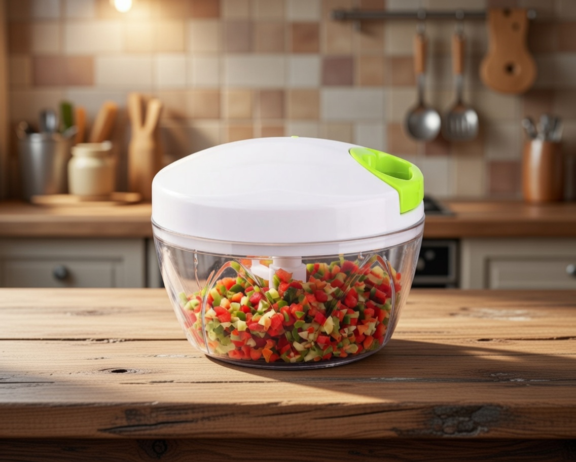 Manual Pull‑String Chopper (Multicolor) – Quick Veggie & Nut Mincer
