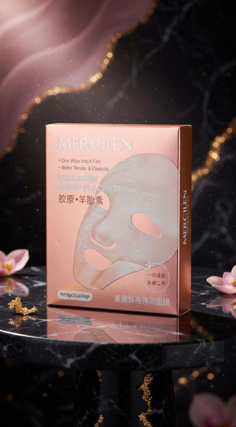 MERCILEN Placenta Collagen Face Mask Sachets – Anti-Wrinkle & Firming Care