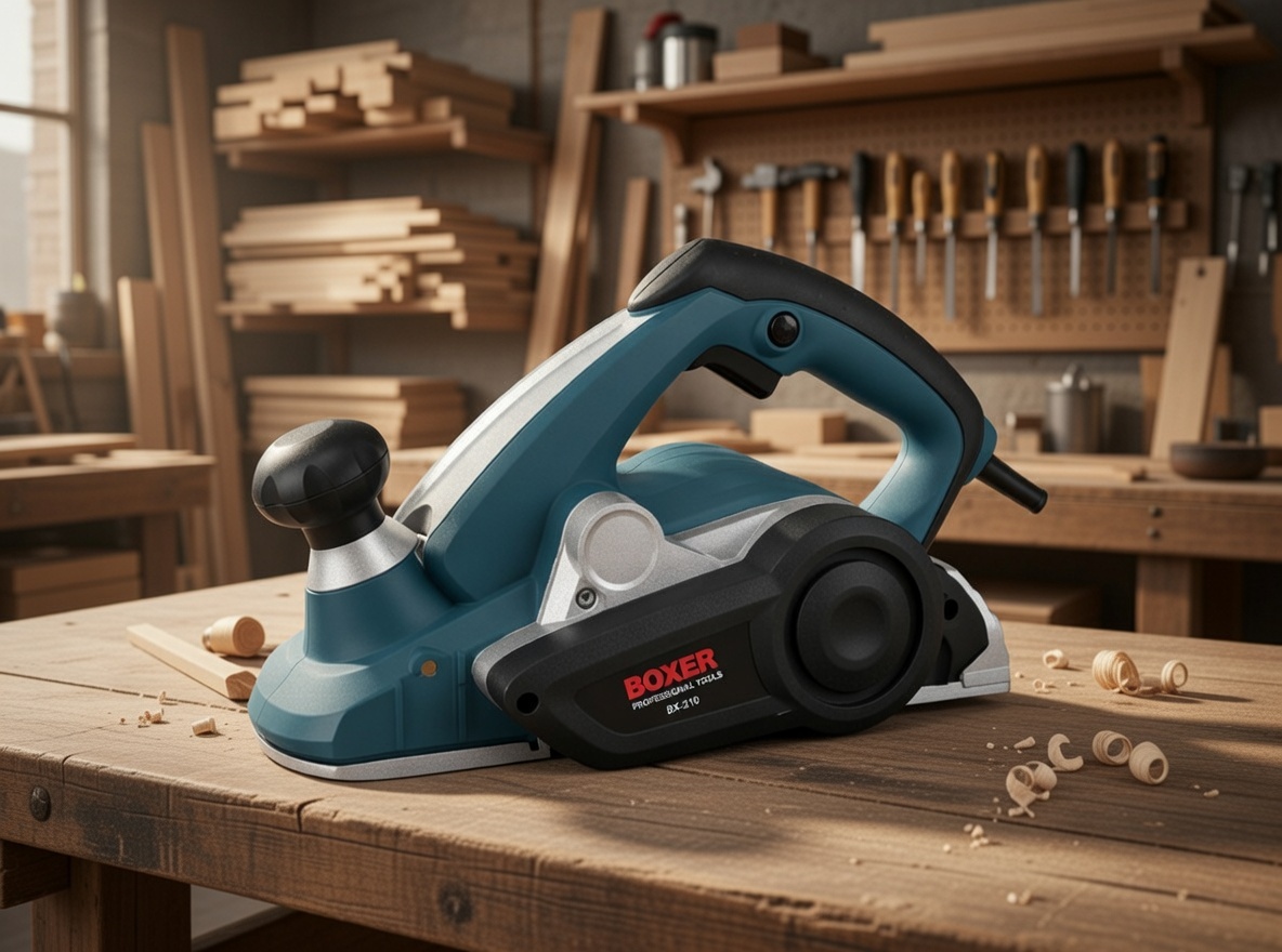 BOXER BX‑210 Electric Planer – 2450W High‑Power Wood Planer with Double‑Edged Blades & Aluminum Base