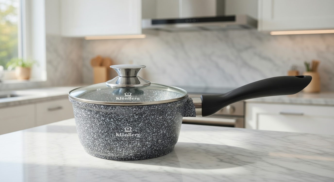 KLÖNBERG 2.5L Marble Non-Stick Saucepan with Lid – Induction Ready