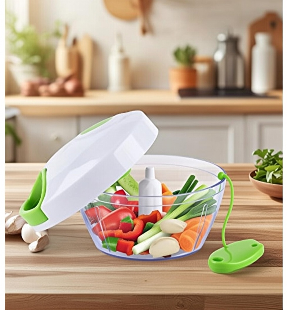 Manual Pull‑String Chopper (Multicolor) – Quick Veggie & Nut Mincer