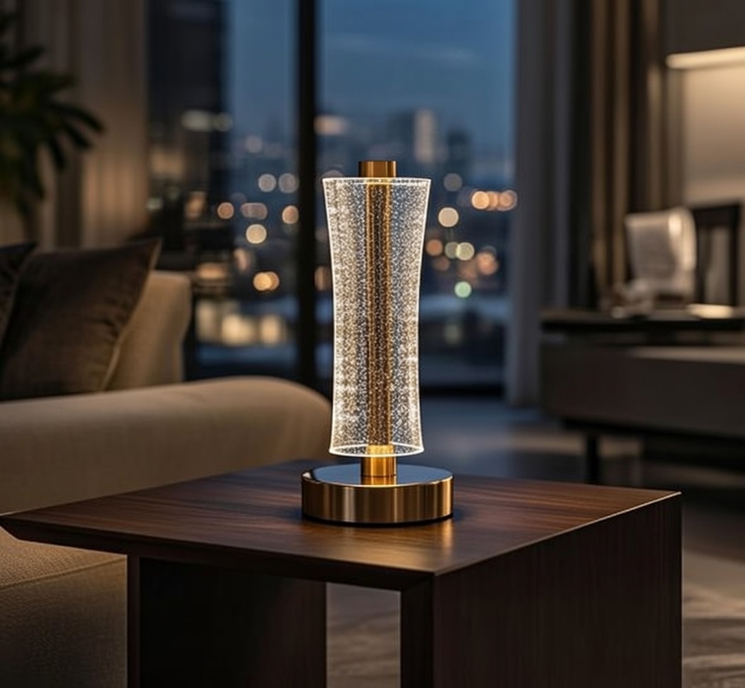 Modern Crystal Cylinder Lamp – USB Rechargeable LED Light