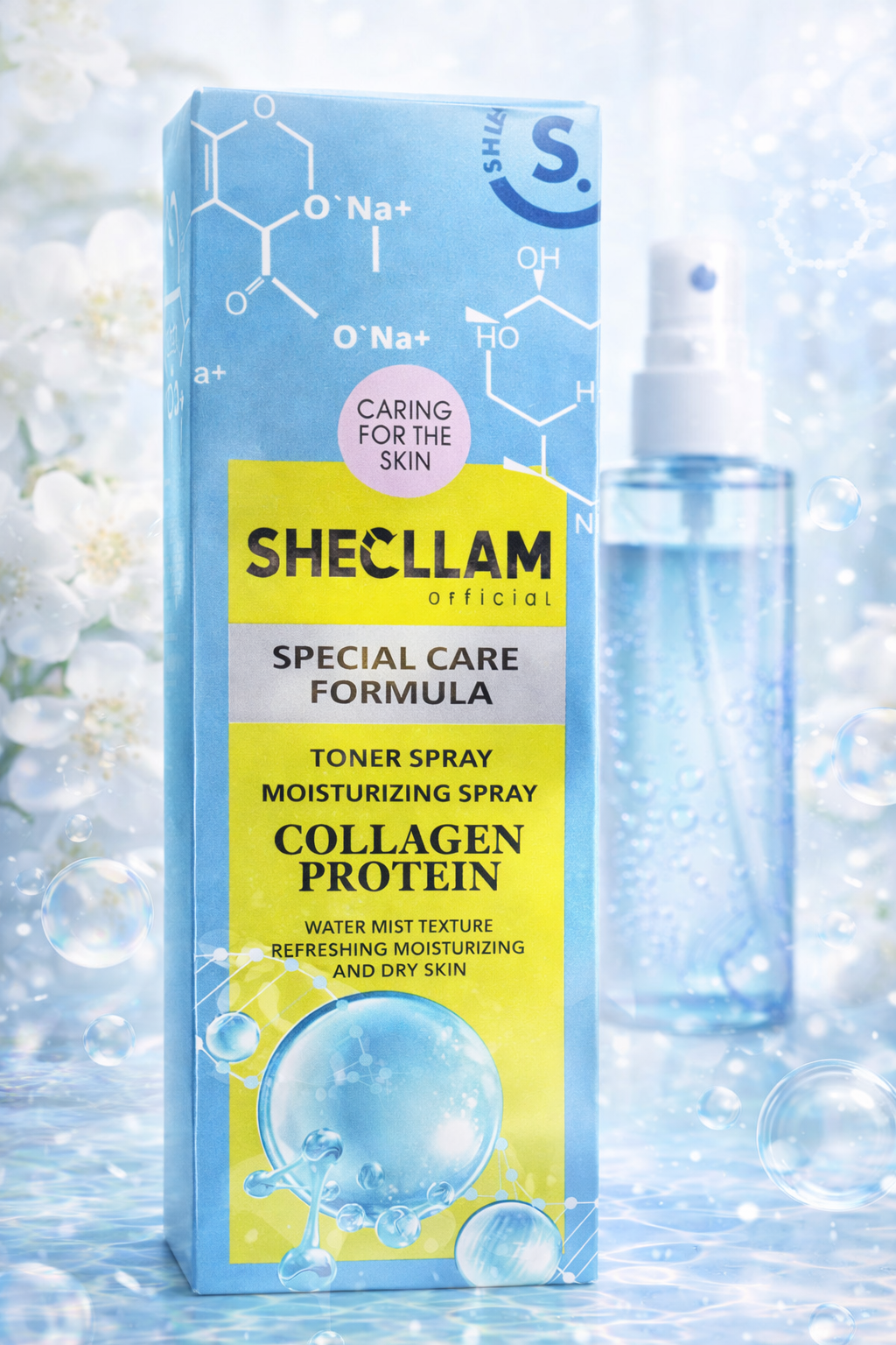 SHECLLAM Collagen Protein Toner Spray – Refreshing Moisturizing Mist for Dry & Tired Skin