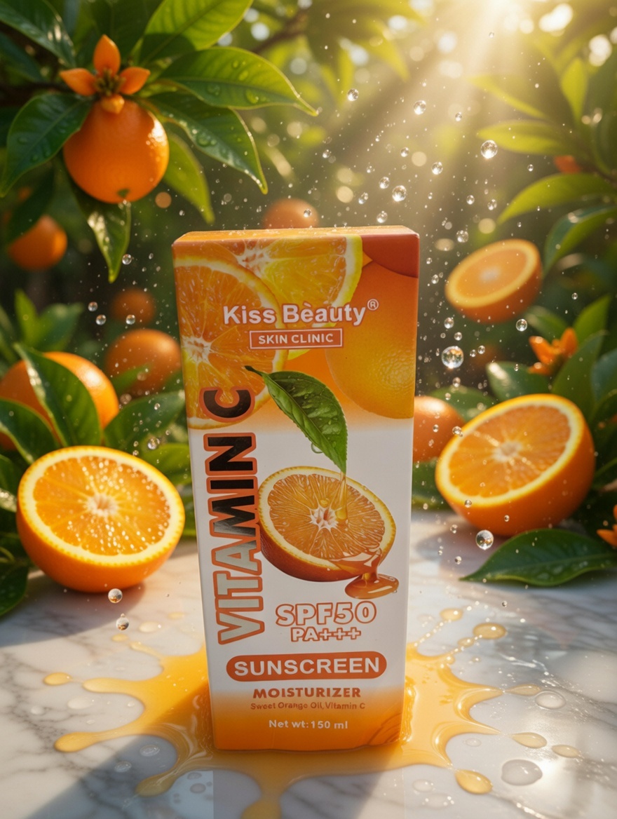 Kiss Beauty Vitamin C Sunscreen SPF50 PA+++ – Brightening & Moisturizing Sun Protection 150ml