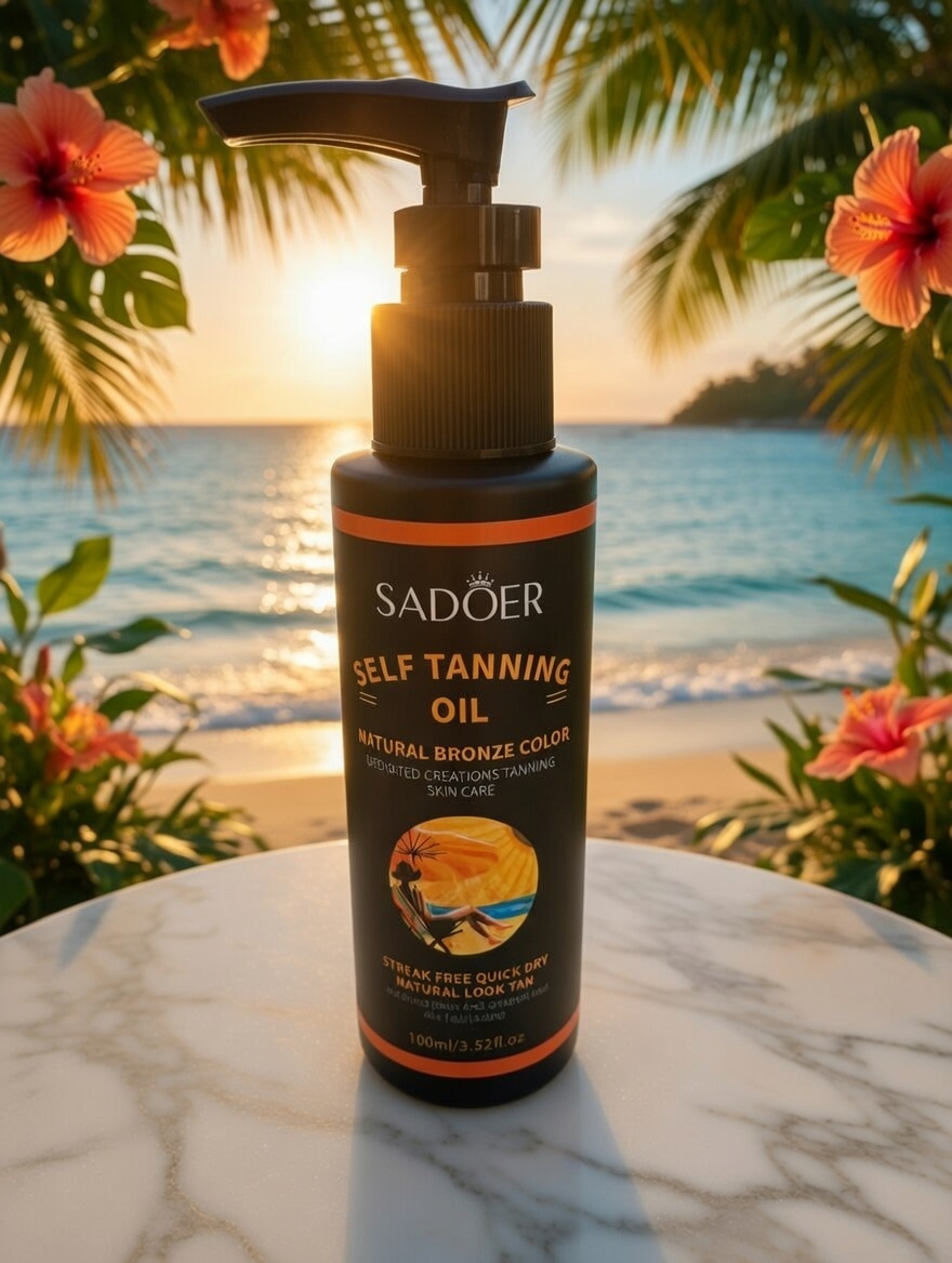 SADOER Bronzing Oil 100 ml – Natural Glow Enhancing Body Oil with Golden Shimmer | Moisturizing & Tan‑Boosting Formula