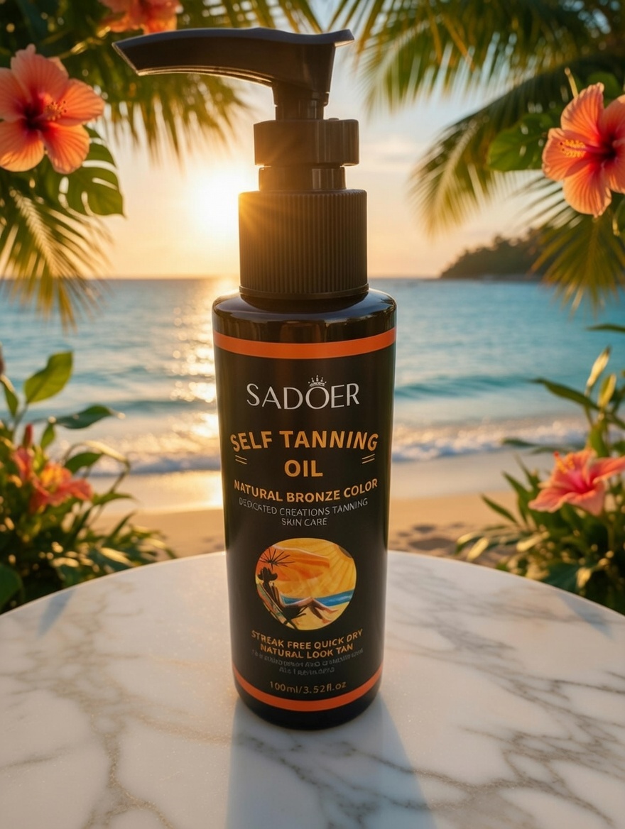 SADOER Bronzing Oil 100 ml – Natural Glow Enhancing Body Oil with Golden Shimmer | Moisturizing & Tan‑Boosting Formula