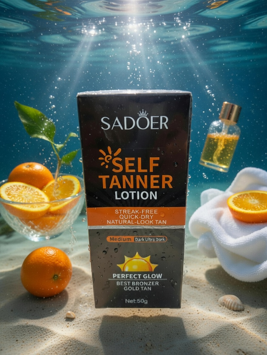 SADOER Self Tanner Lotion 50g – Streak‑Free Quick‑Dry Natural‑Look Tan | Medium to Ultra Dark Glow