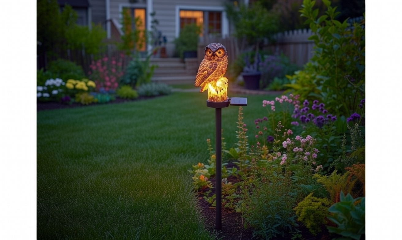 Solar LED Owl Garden Lamp with Twilight Sensor – Waterproof Decorative Outdoor Light