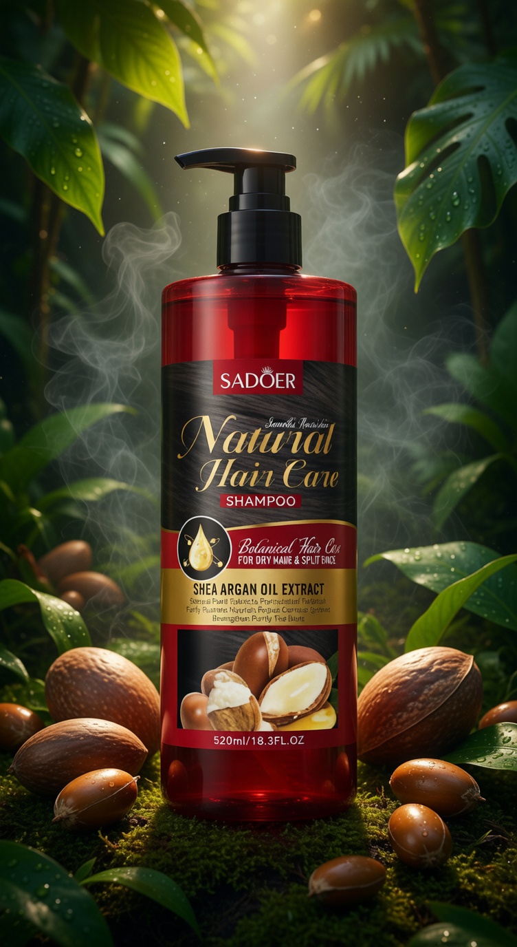 SADÖER Smooth & Moisturize Shampoo – Shea & Argan Oil for Dry Hair & Split Ends