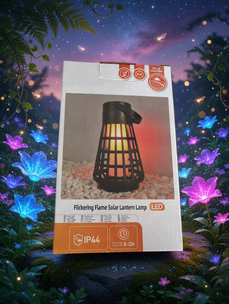 Flickering Flame Solar Lantern Lamp – Waterproof LED Flame Effect Light | Solar Charging | Outdoor Garden, Patio & Camping Decor